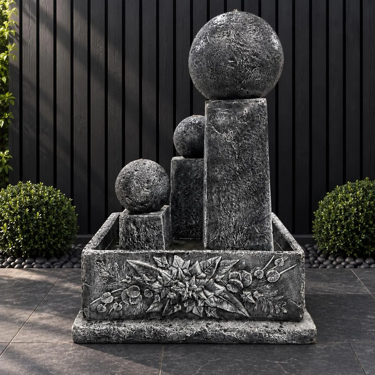 54" Triple Sphere Garden Fountain — Solid Concrete, photo 7 of 10