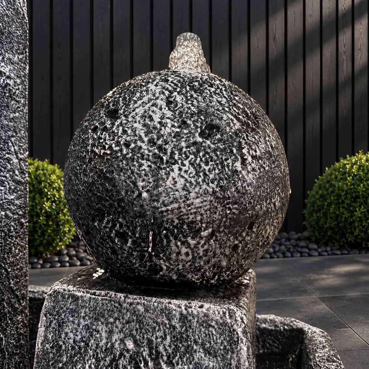 54" Triple Sphere Garden Fountain — Solid Concrete, photo 9 of 10