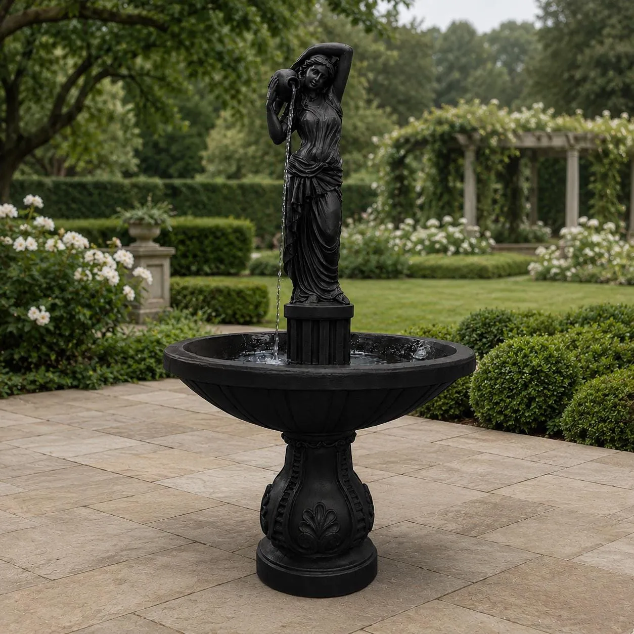 6 ft Lady with Urns Fountain, Solid Concrete, photo 4 of 8