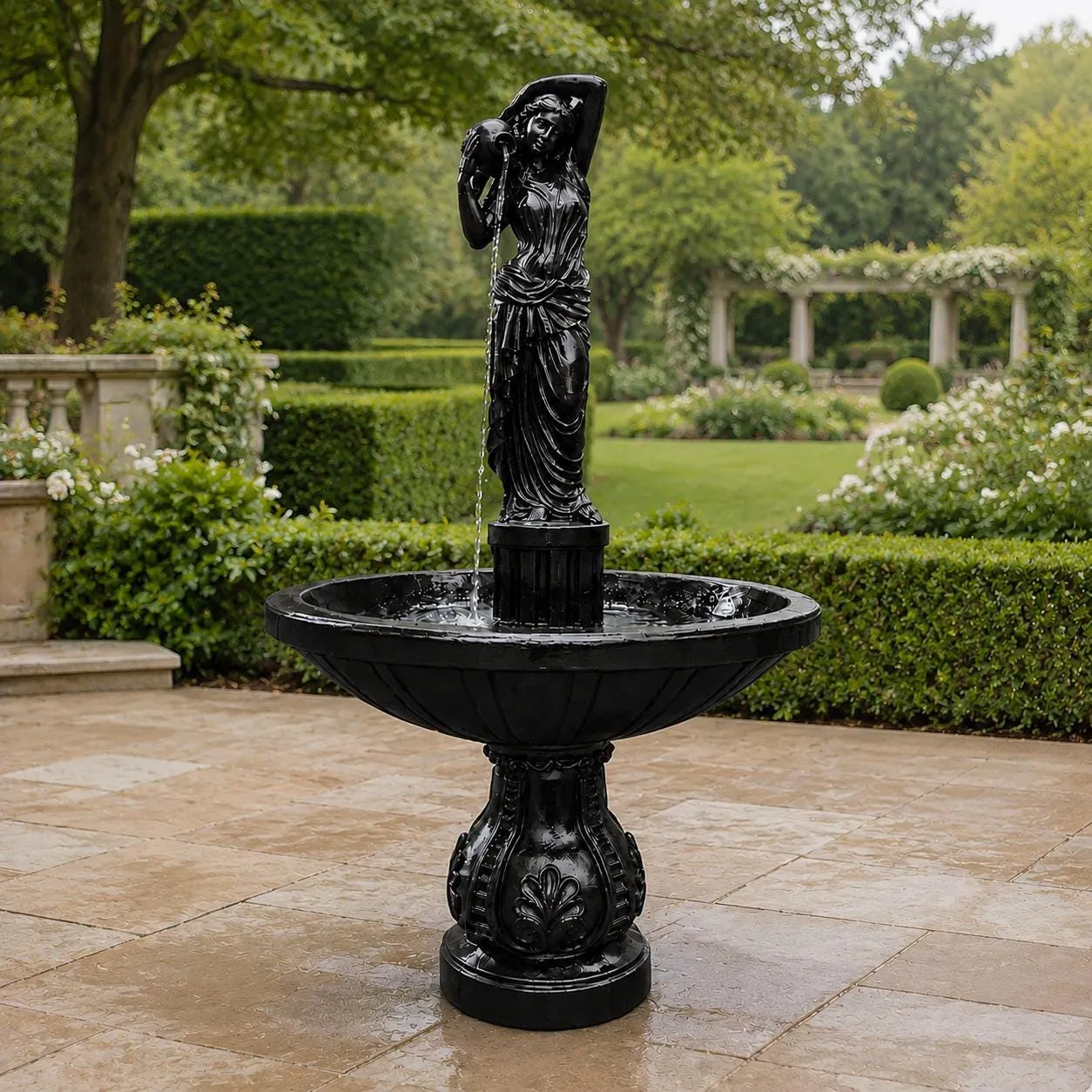 6 ft Lady with Urns Fountain, Solid Concrete, photo 5 of 8