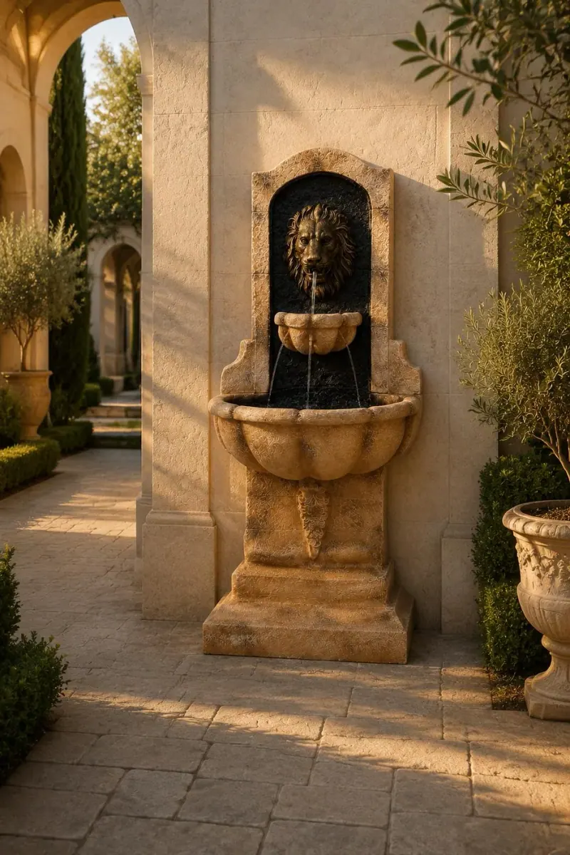 61″ Lion Wall Fountain, Solid Concrete, photo 6 of 7
