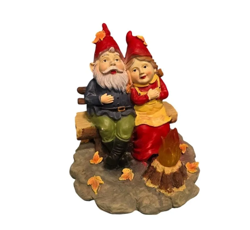 Camping Gnomes Solar Lantern, Cast Resin, photo 5 of 8