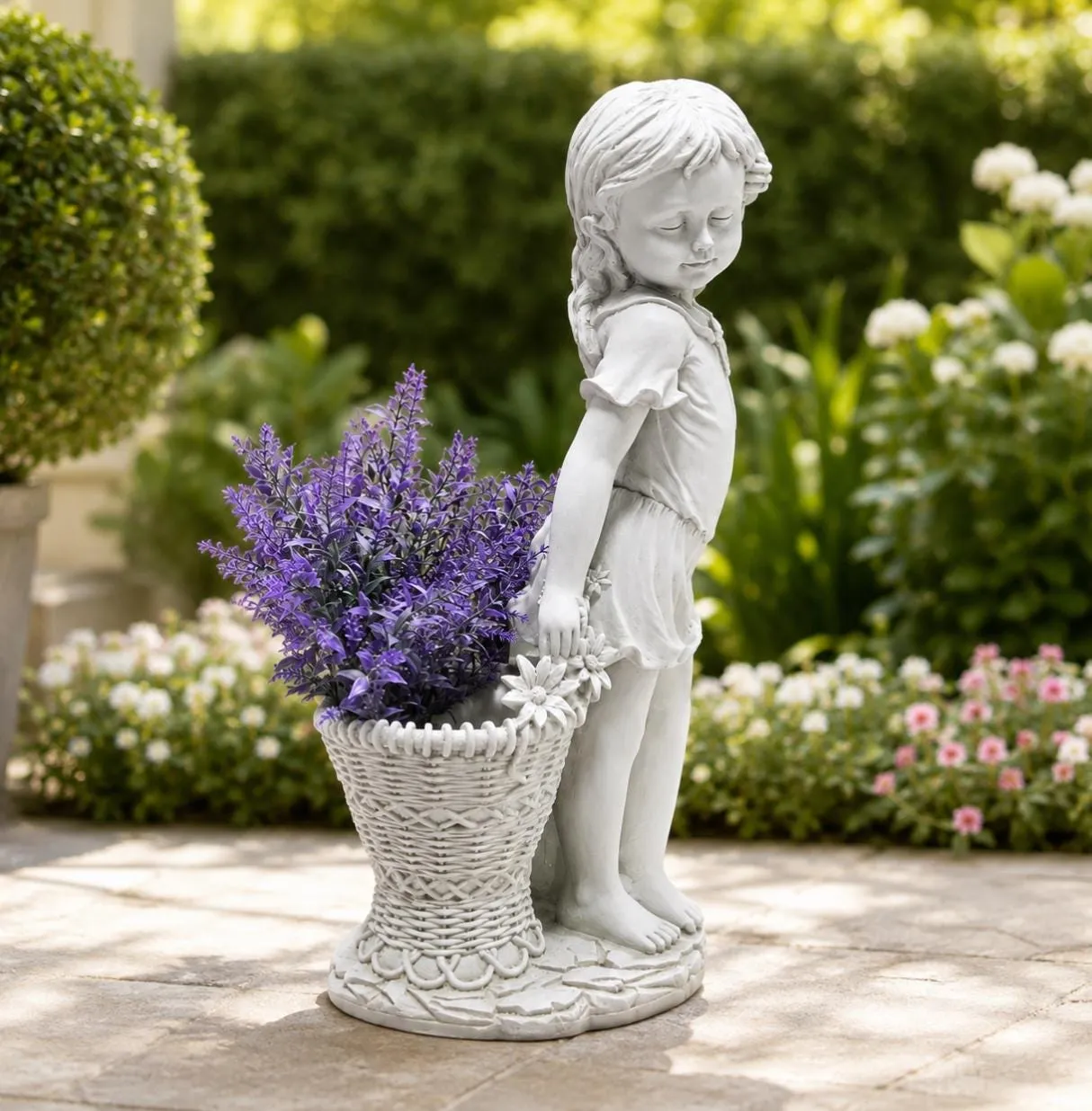 Flower Girl Urn Planter with Solar Light, Concrete, photo 2 of 9