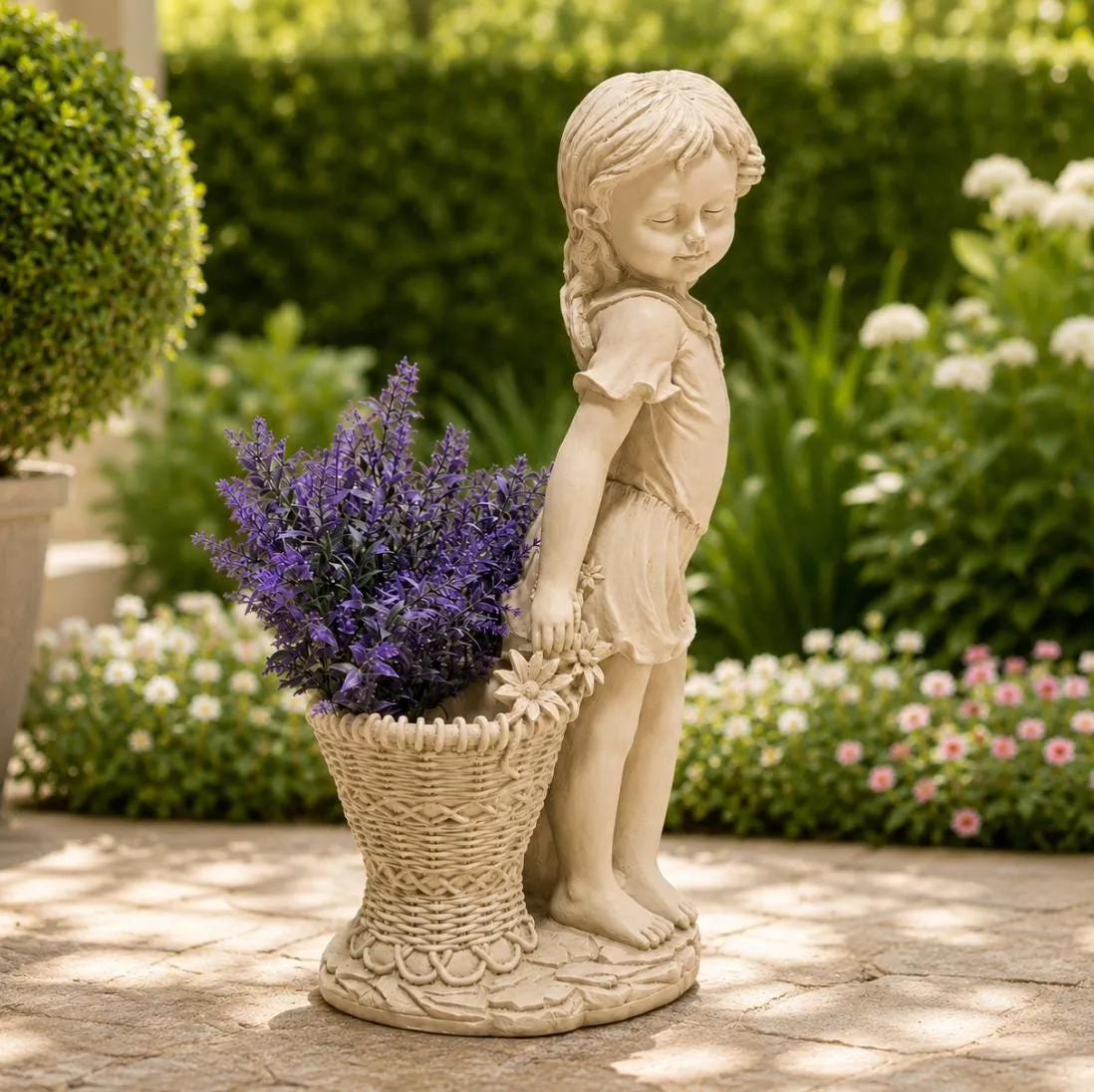 Flower Girl Urn Planter with Solar Light, Concrete, photo 3 of 9