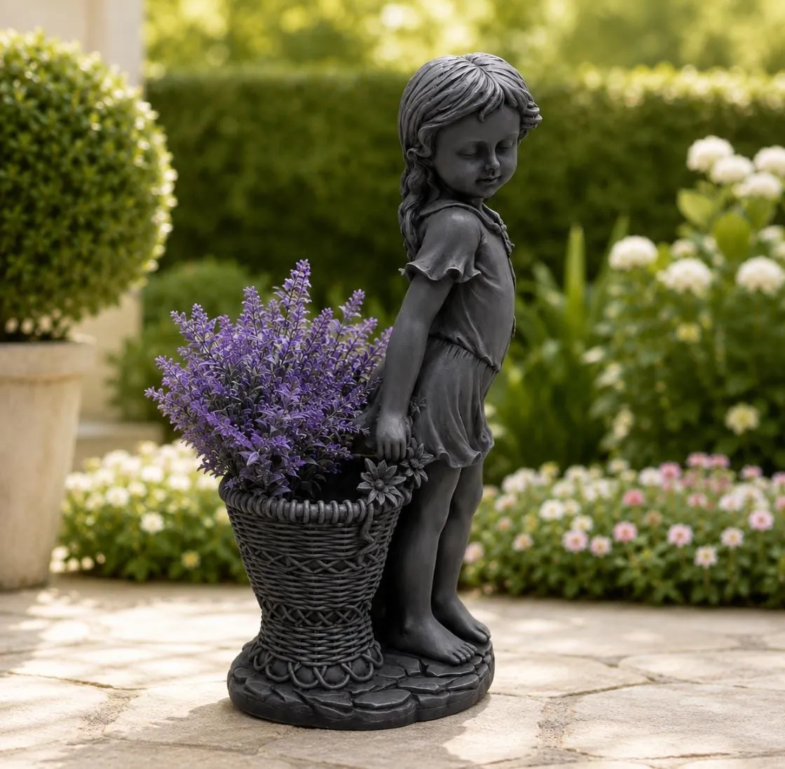Flower Girl Urn Planter with Solar Light, Concrete, photo 4 of 9