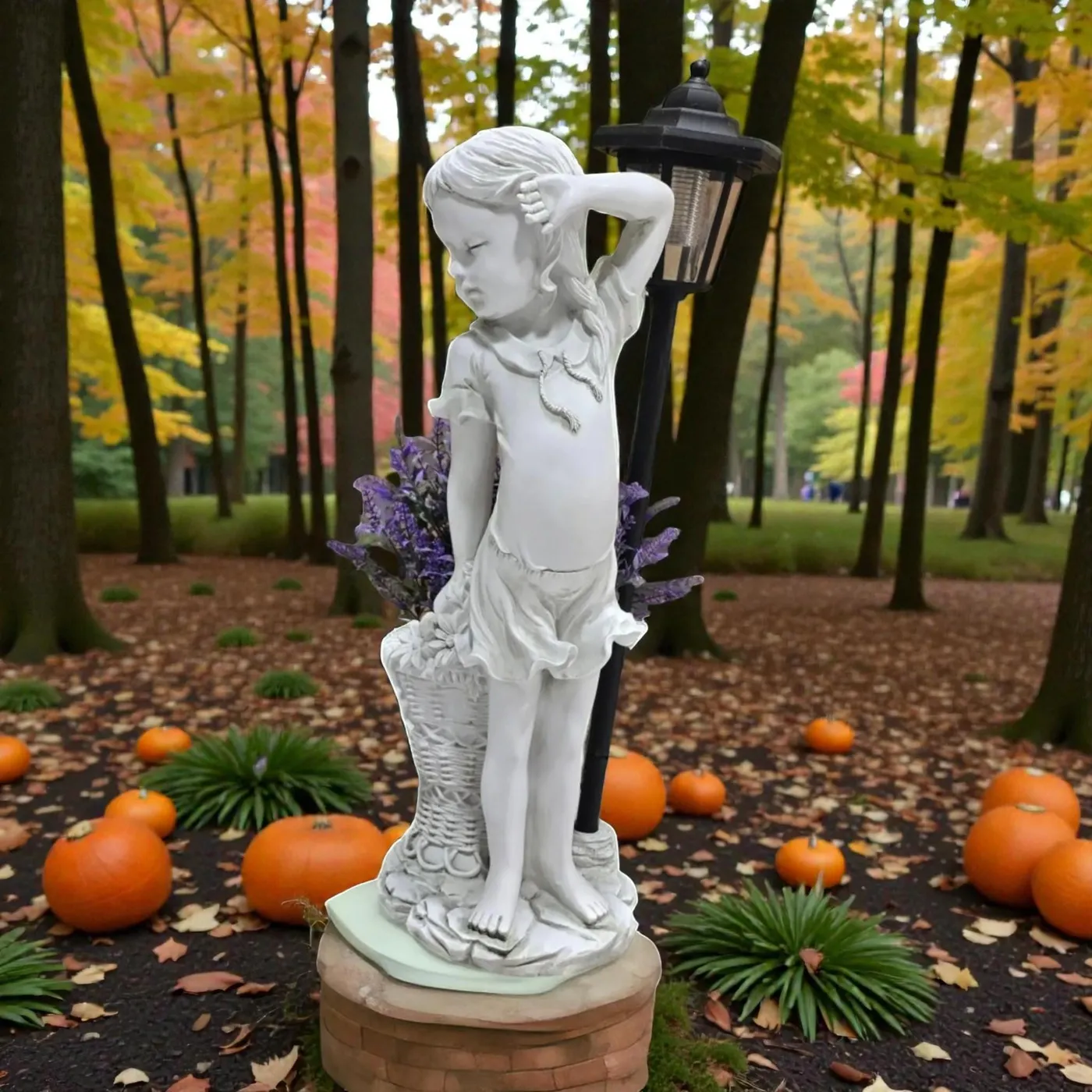 Flower Girl Urn Planter with Solar Light, Concrete, photo 5 of 9