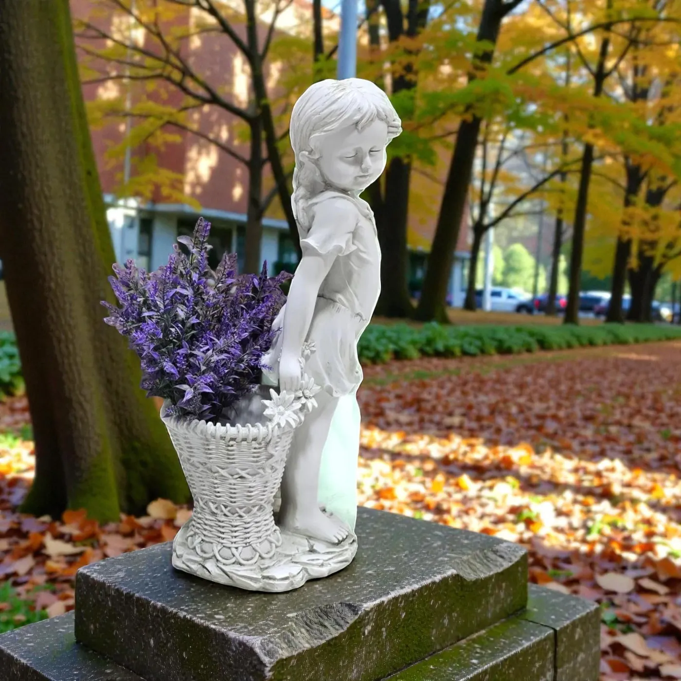 Flower Girl Urn Planter with Solar Light, Concrete, photo 6 of 9