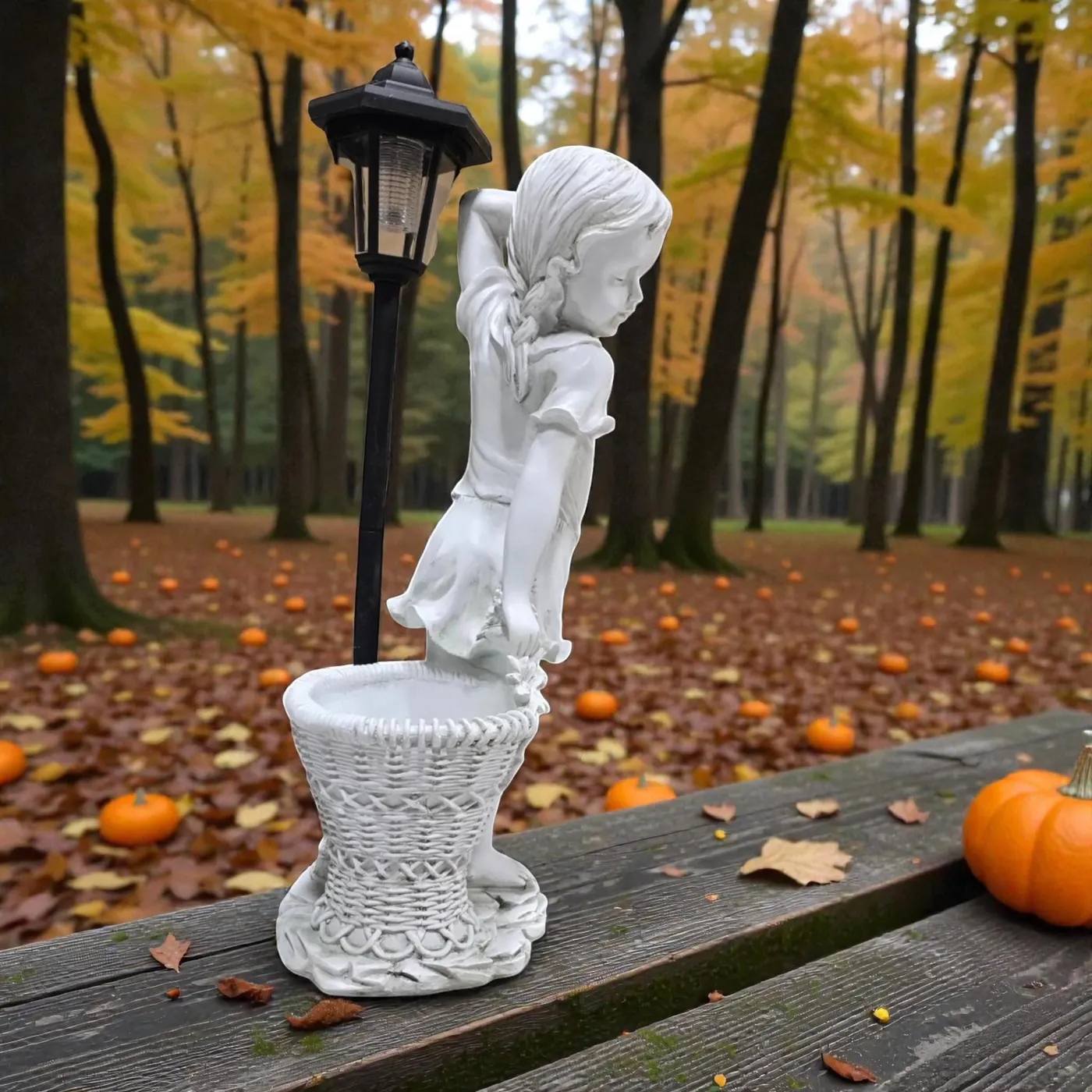 Flower Girl Urn Planter with Solar Light, Concrete, photo 7 of 9