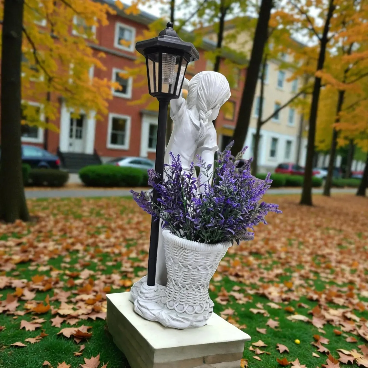 Flower Girl Urn Planter with Solar Light, Concrete, photo 8 of 9