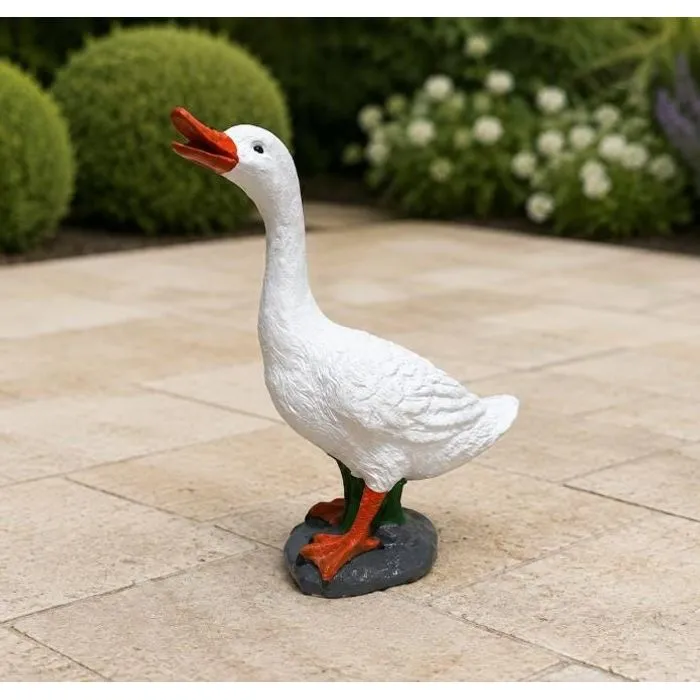 19″ Honking Porch Goose, Solid Concrete