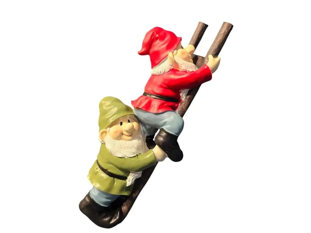 14″ Climbing Gnome Duo, Cast Resin, photo 6 of 9