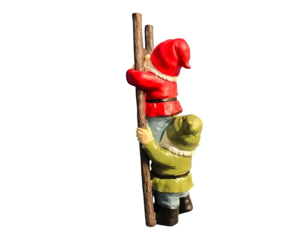 14″ Climbing Gnome Duo, Cast Resin, photo 7 of 9
