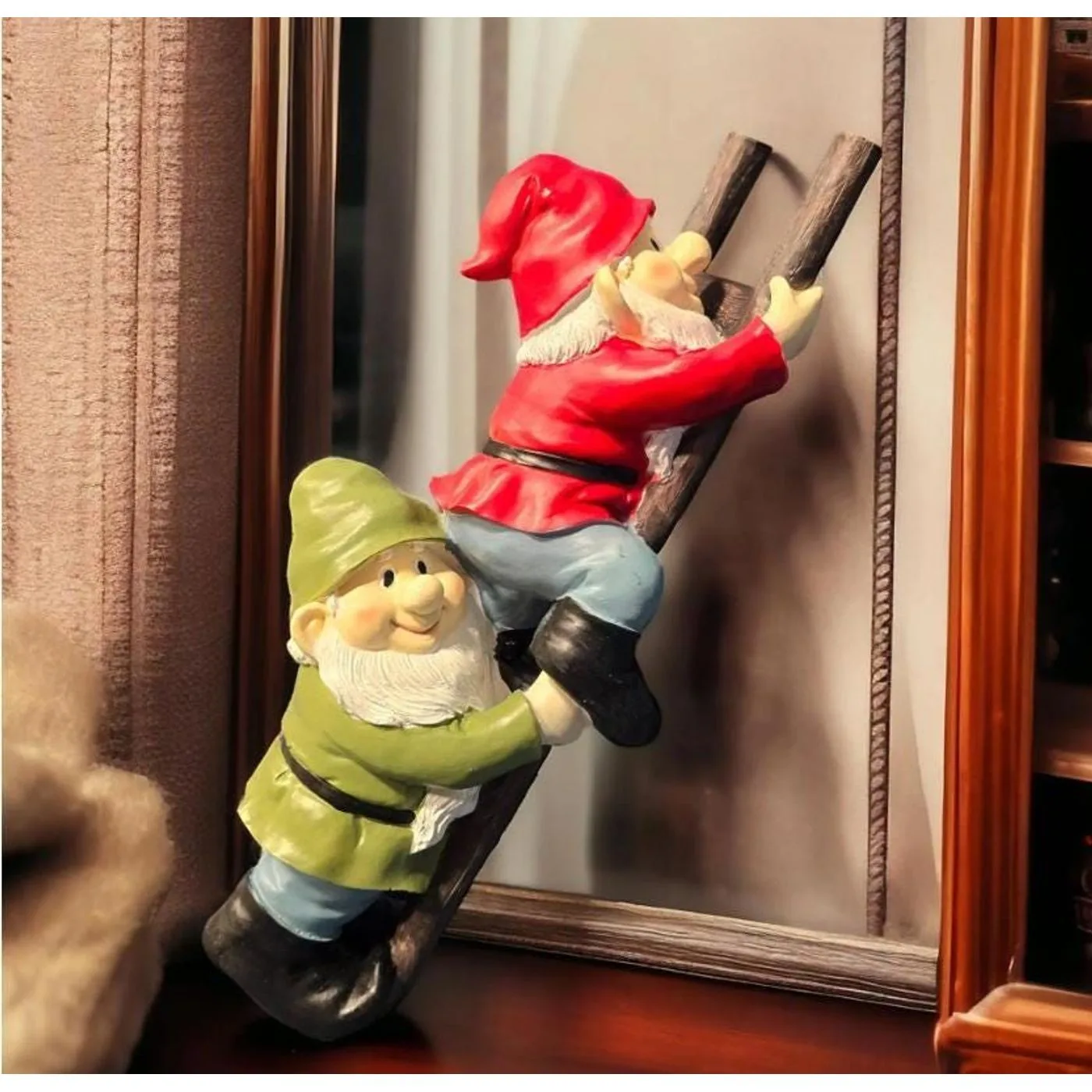 14″ Climbing Gnome Duo, Cast Resin