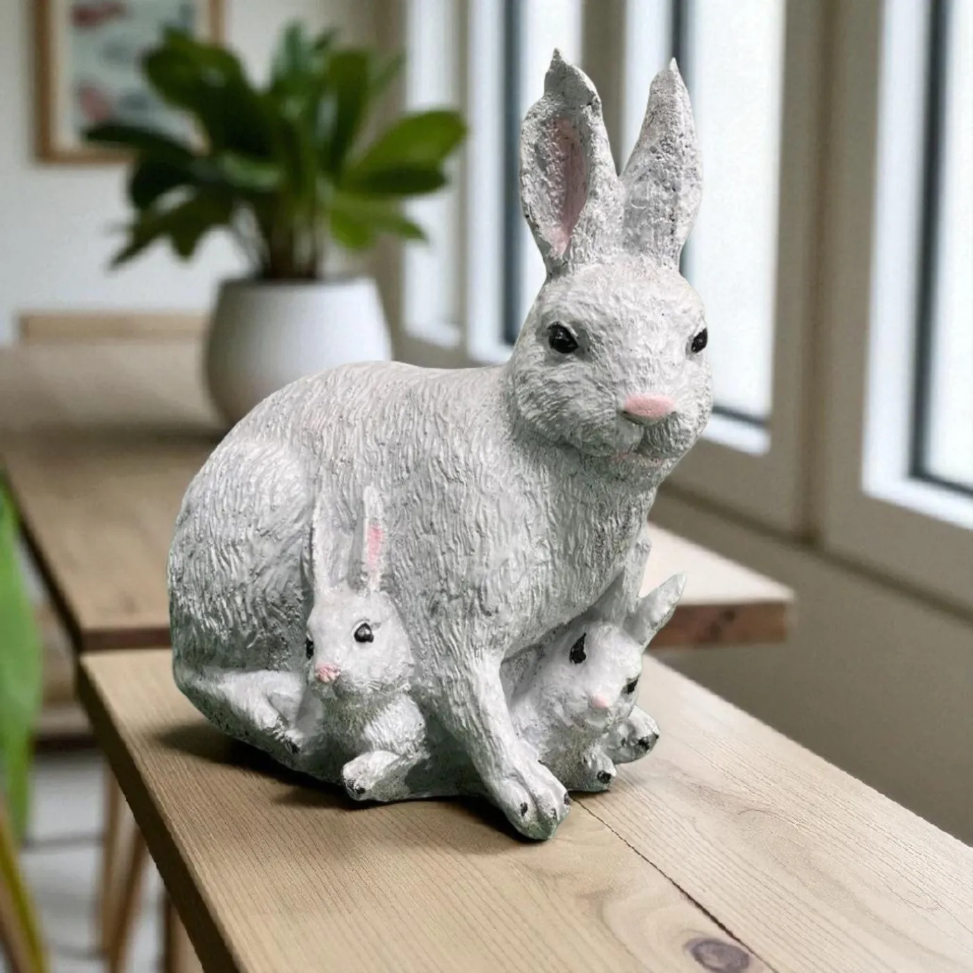 9″ Rabbit Family, Solid Concrete, photo 3 of 4