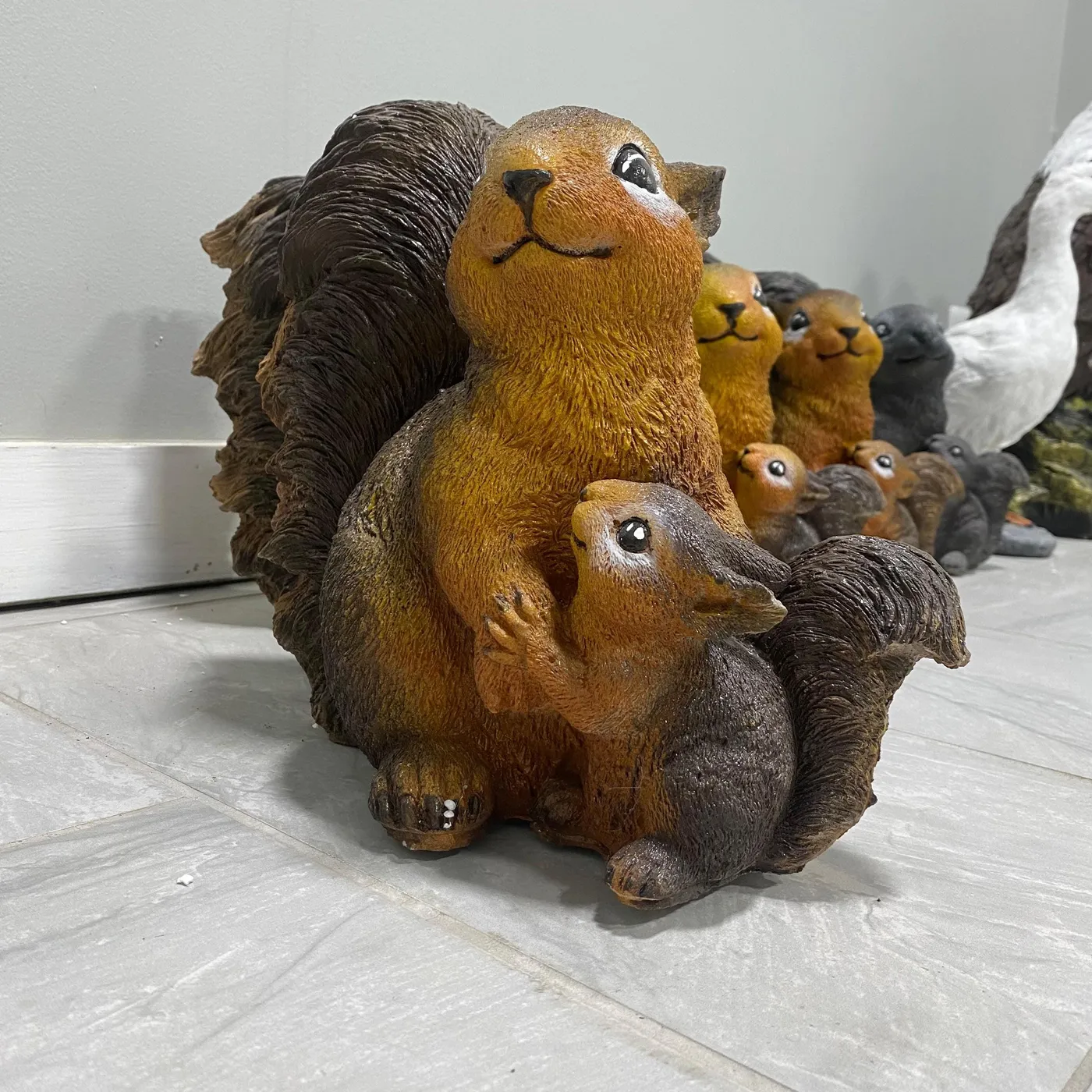 Squirrel with Baby, Hand-Painted Concrete, photo 2 of 9
