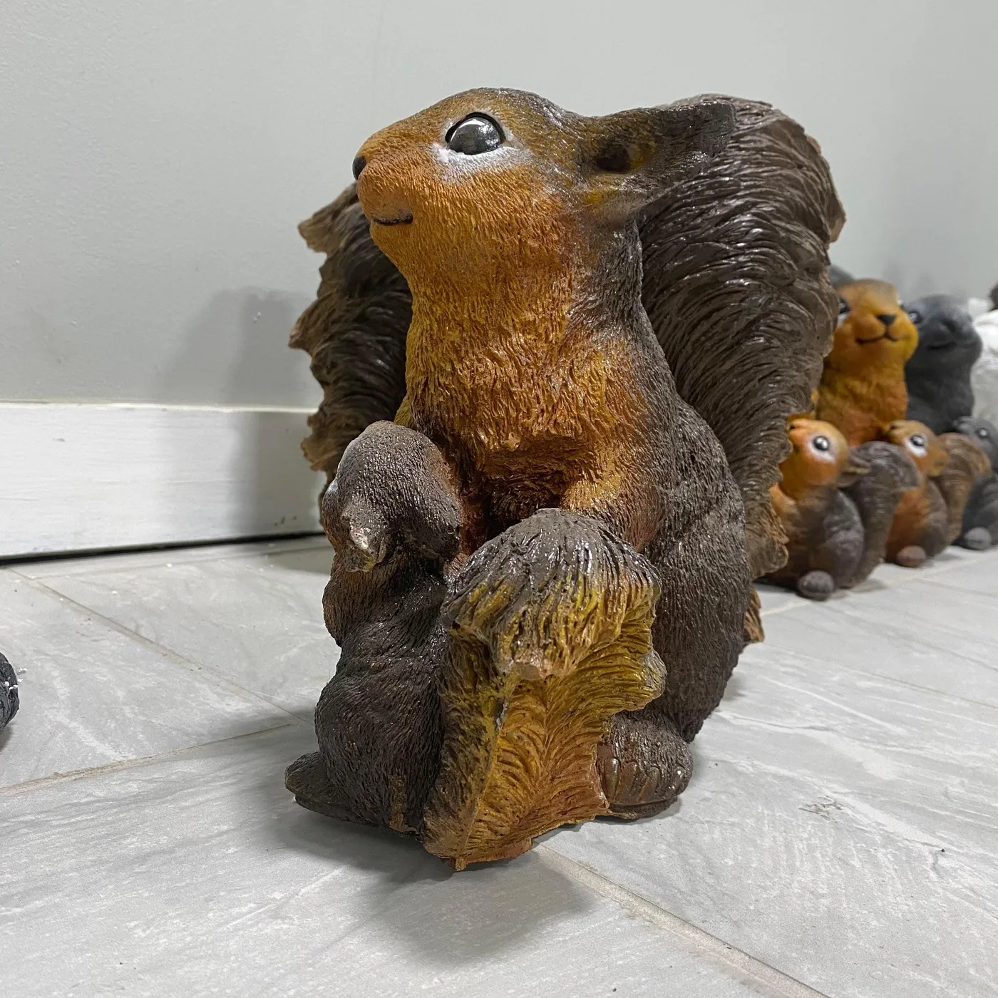 Squirrel with Baby, Hand-Painted Concrete, photo 4 of 9