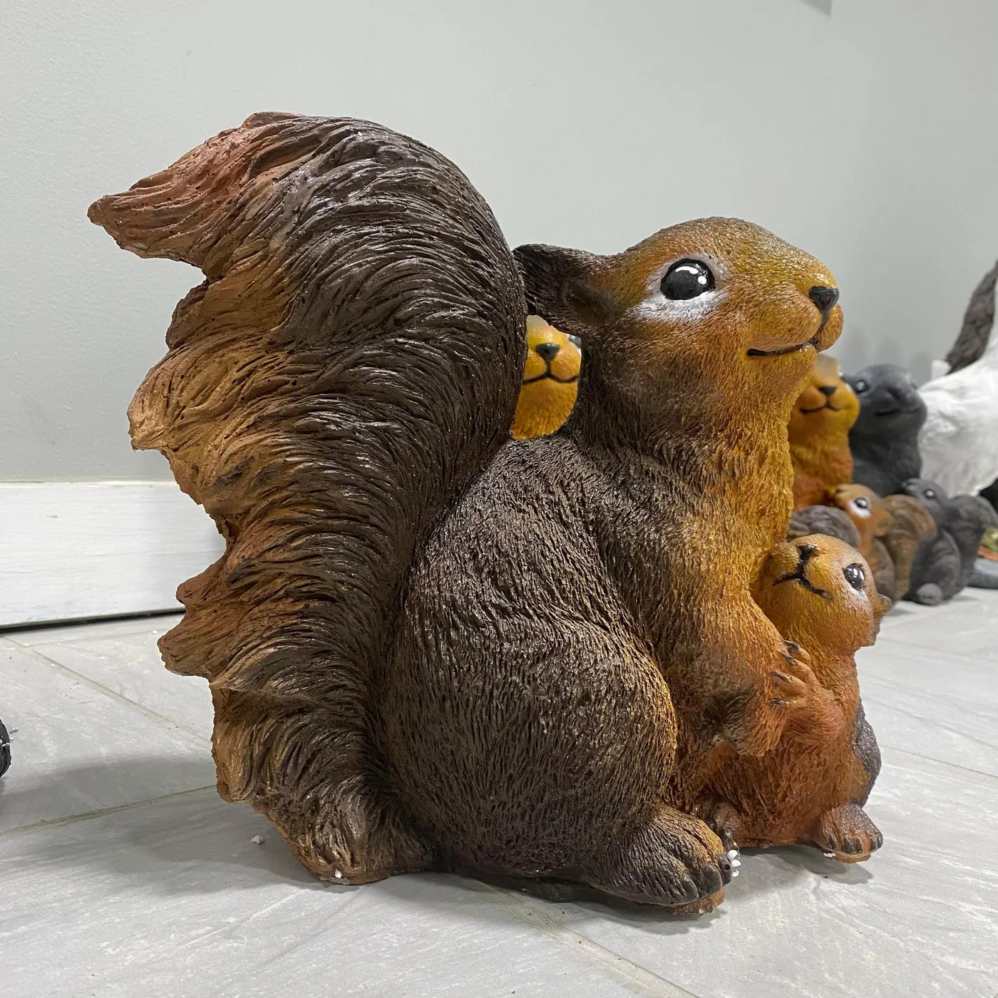 Squirrel with Baby, Hand-Painted Concrete, photo 5 of 9