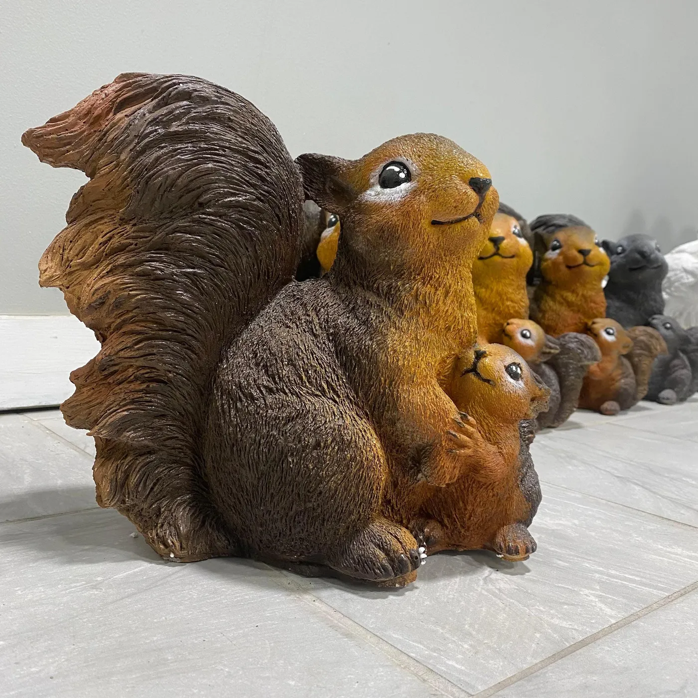 Squirrel with Baby, Hand-Painted Concrete, photo 8 of 9