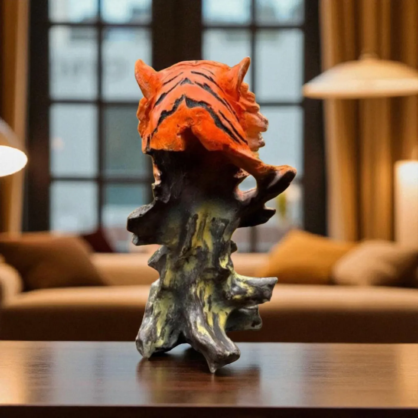 10″ Tiger Head Sculpture, Solid Concrete, photo 4 of 4