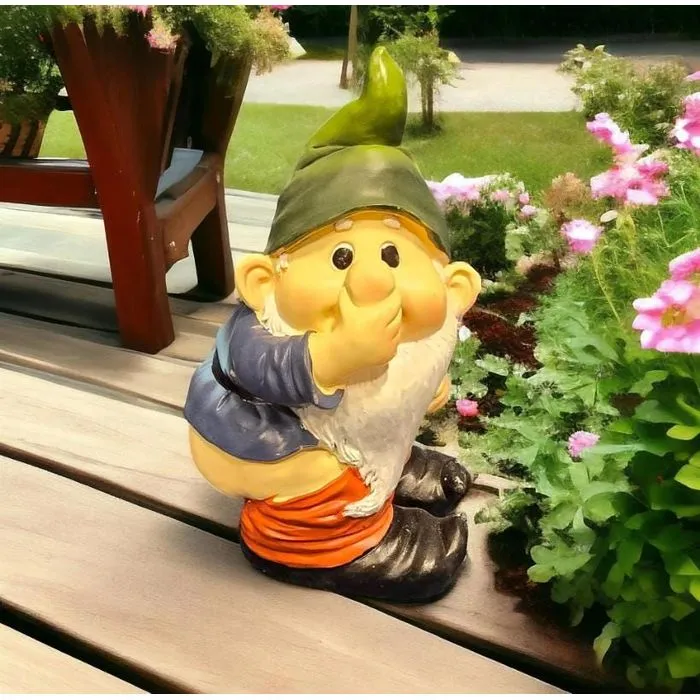 Farting Gnome Garden Statue, Cast Resin