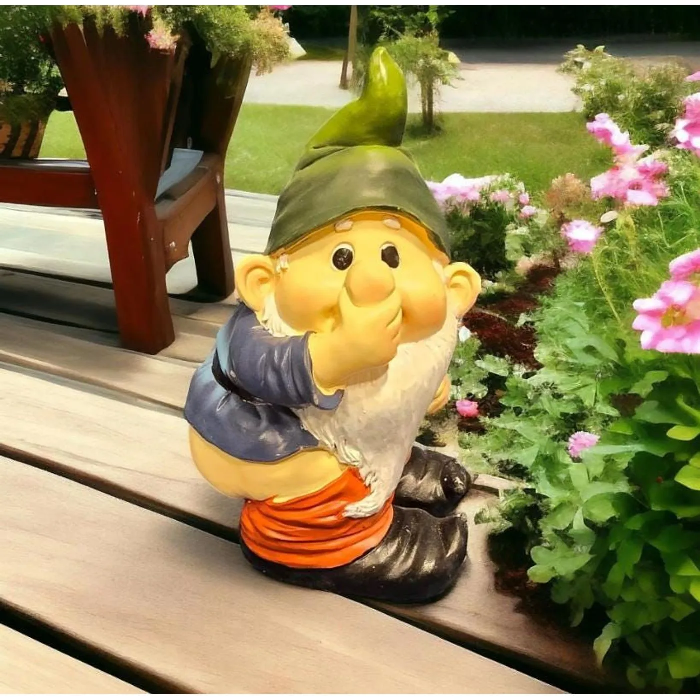Farting Gnome Garden Statue, Cast Resin
