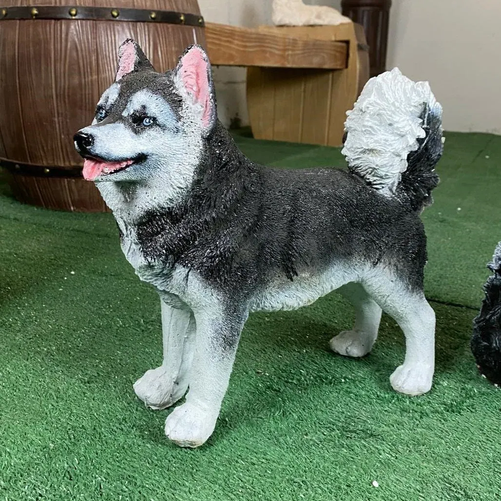 12″ Husky Puppy Memorial, Hand-Painted Concrete, photo 3 of 9