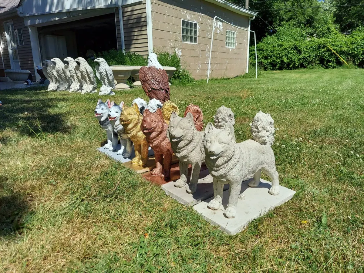12″ Husky Puppy Memorial, Hand-Painted Concrete, photo 5 of 9