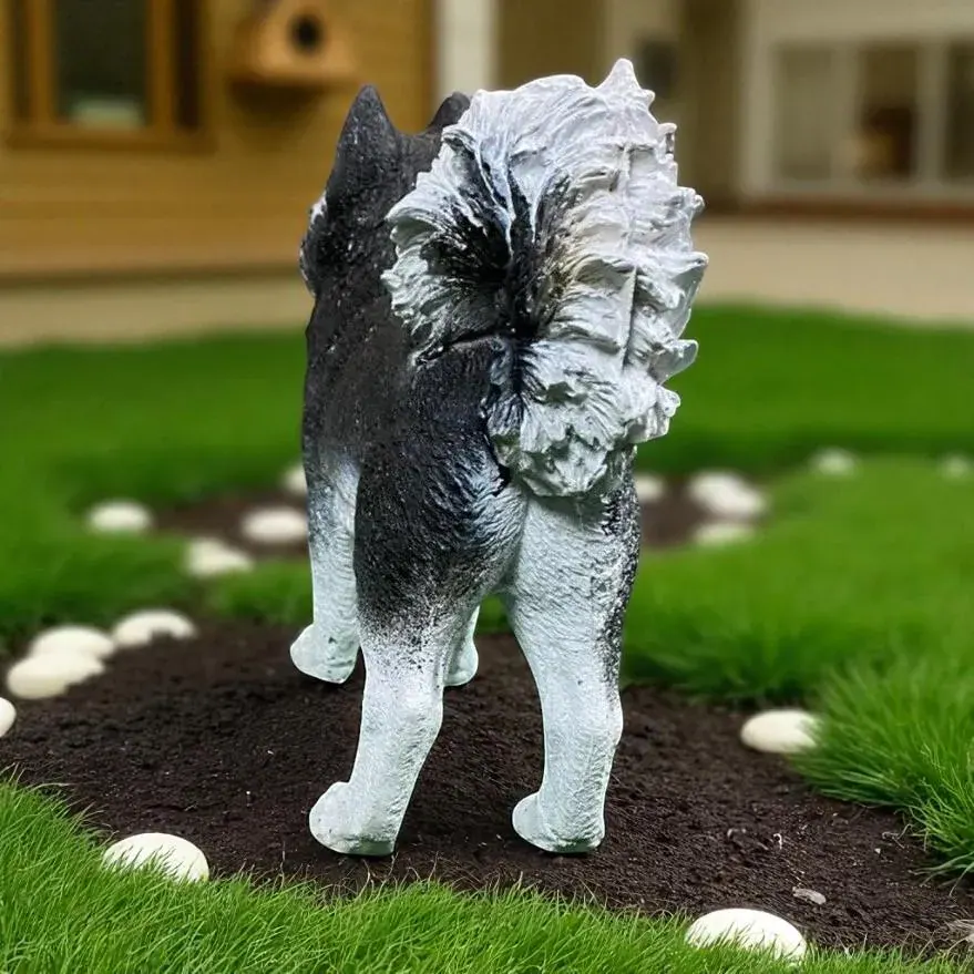 12″ Husky Puppy Memorial, Hand-Painted Concrete, photo 6 of 9
