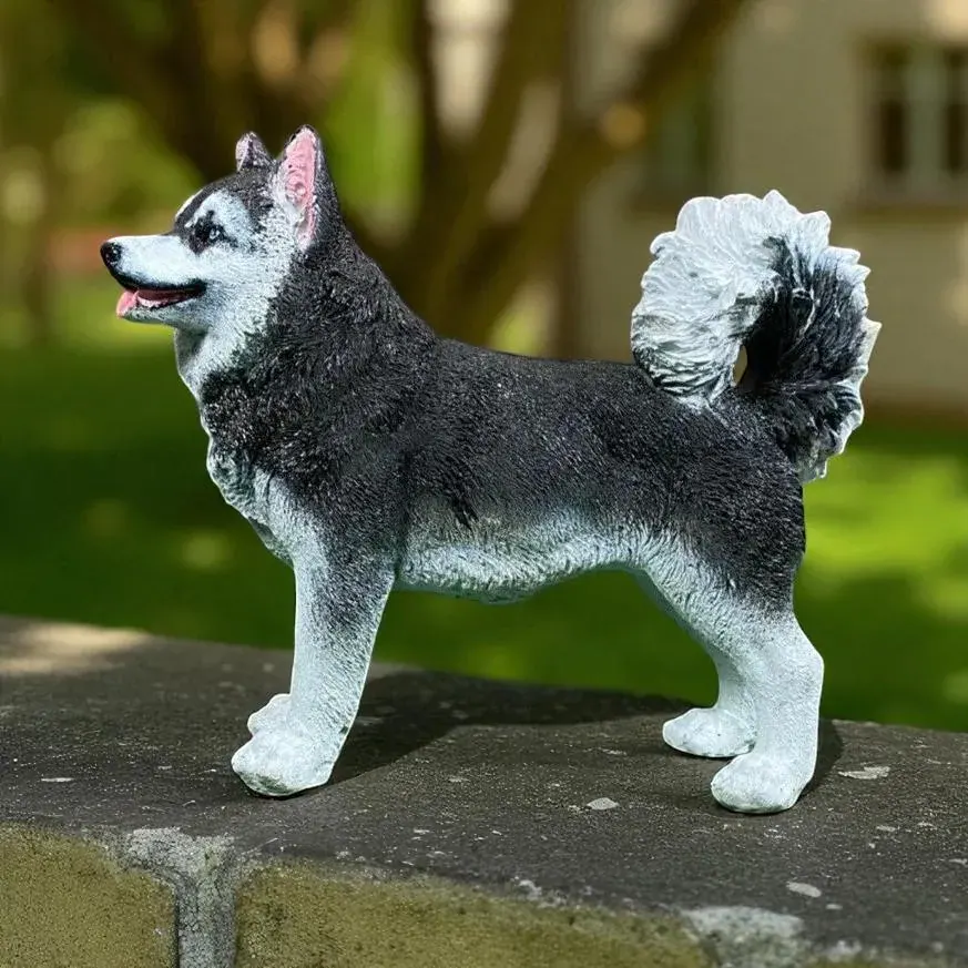 12″ Husky Puppy Memorial, Hand-Painted Concrete, photo 8 of 9
