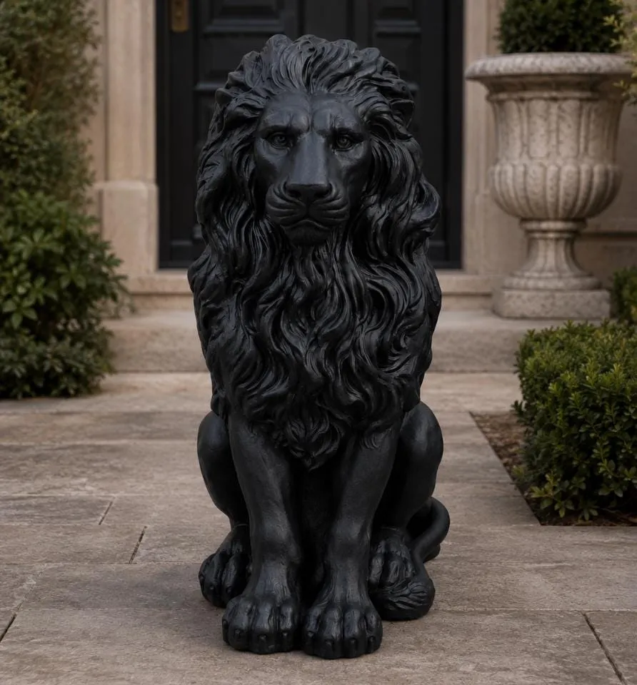 21″ Guardian Lion, Hand-Painted Concrete, photo 2 of 10