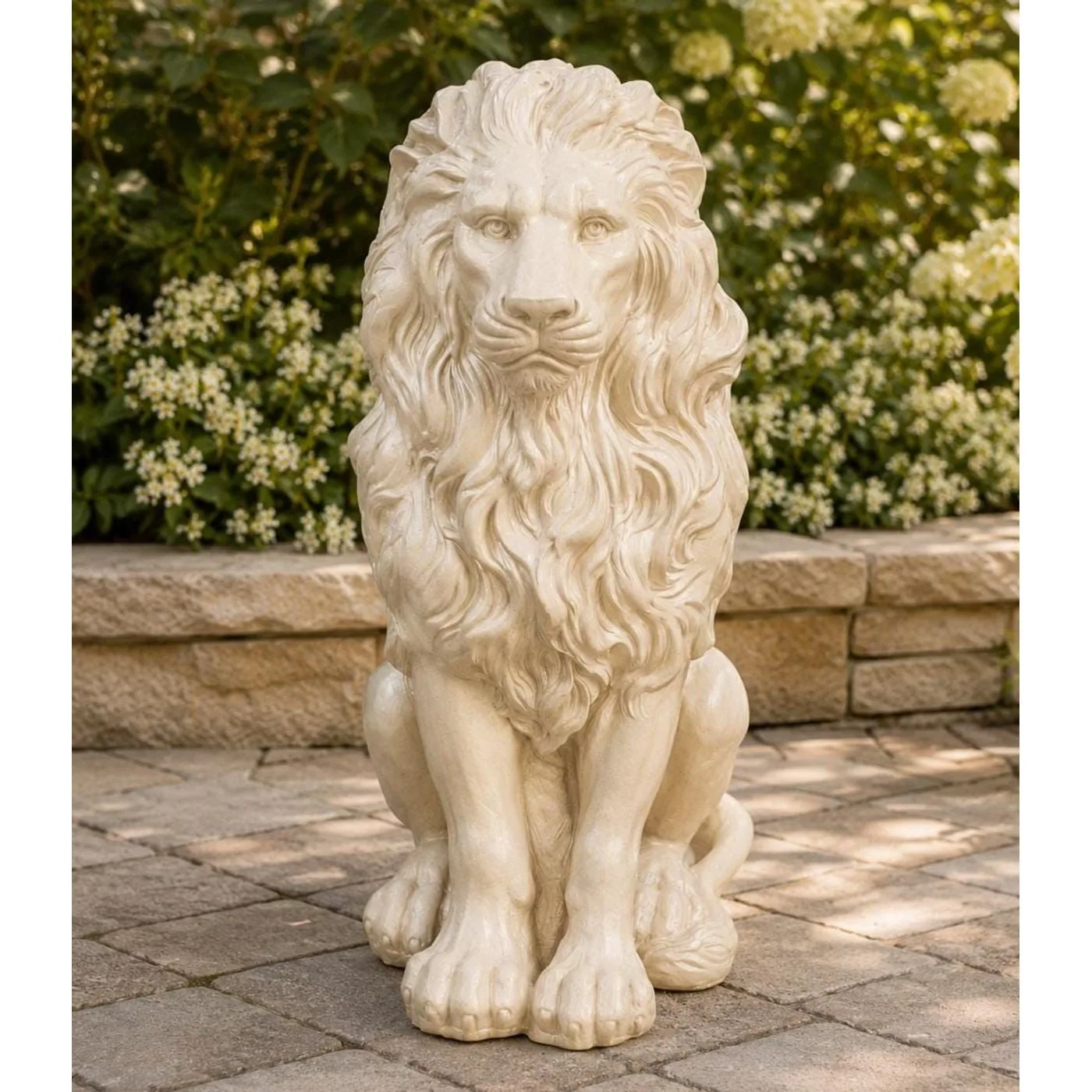 21″ Guardian Lion, Hand-Painted Concrete