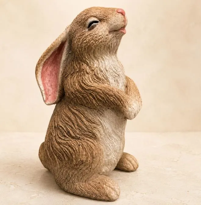 12.5″ Smiling Rabbit, Hand-Painted Concrete, photo 2 of 5