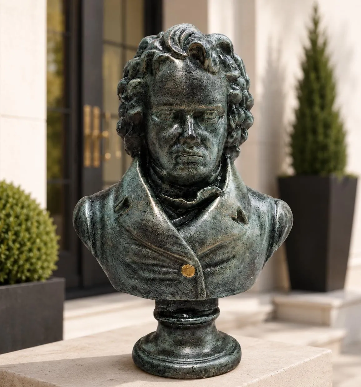 22" Beethoven Bust, Solid Concrete, photo 3 of 8