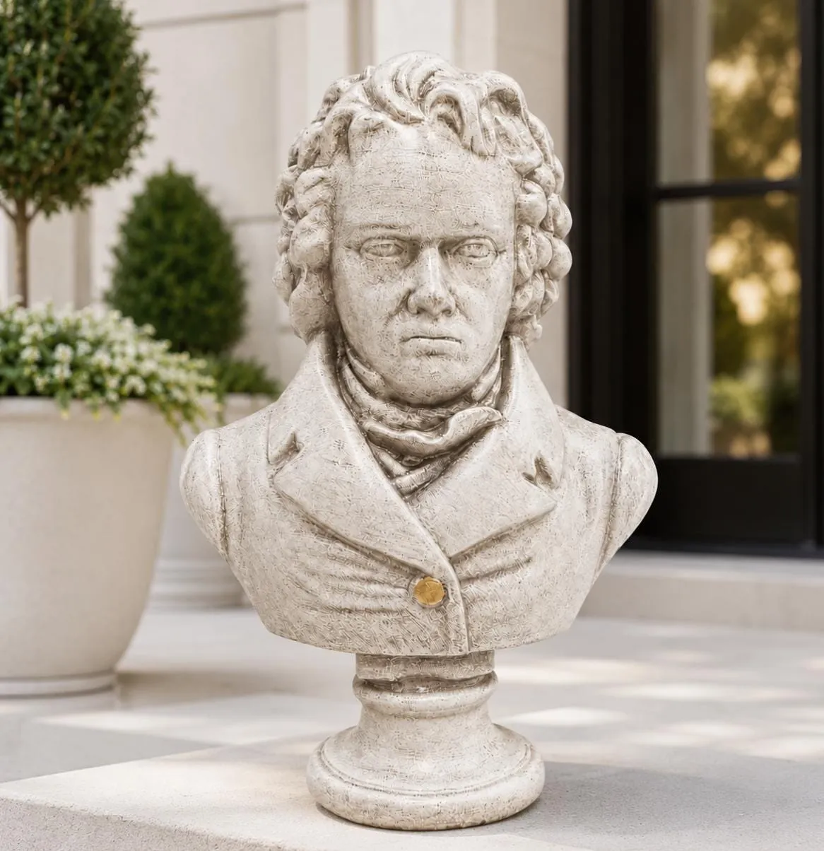 22" Beethoven Bust, Solid Concrete