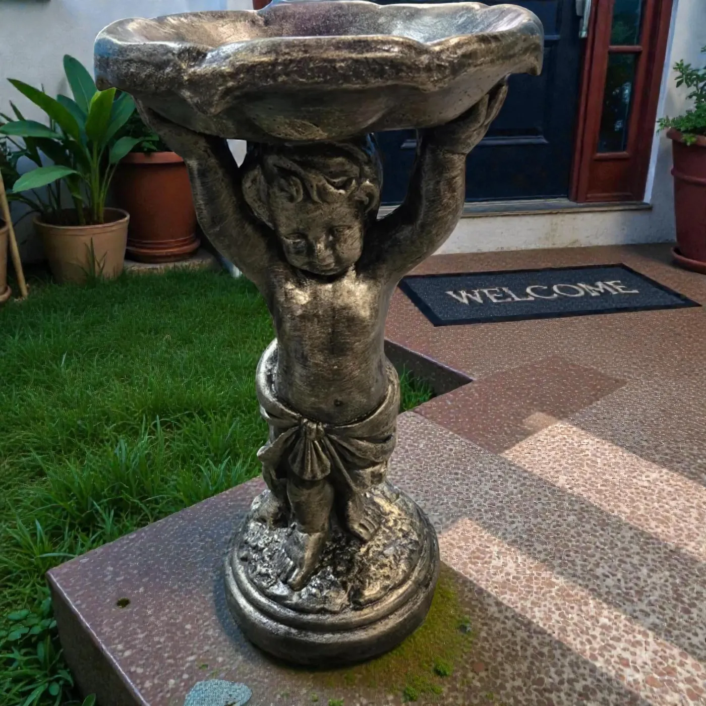 24″ Boy with Birdbath, Solid Concrete, photo 6 of 10