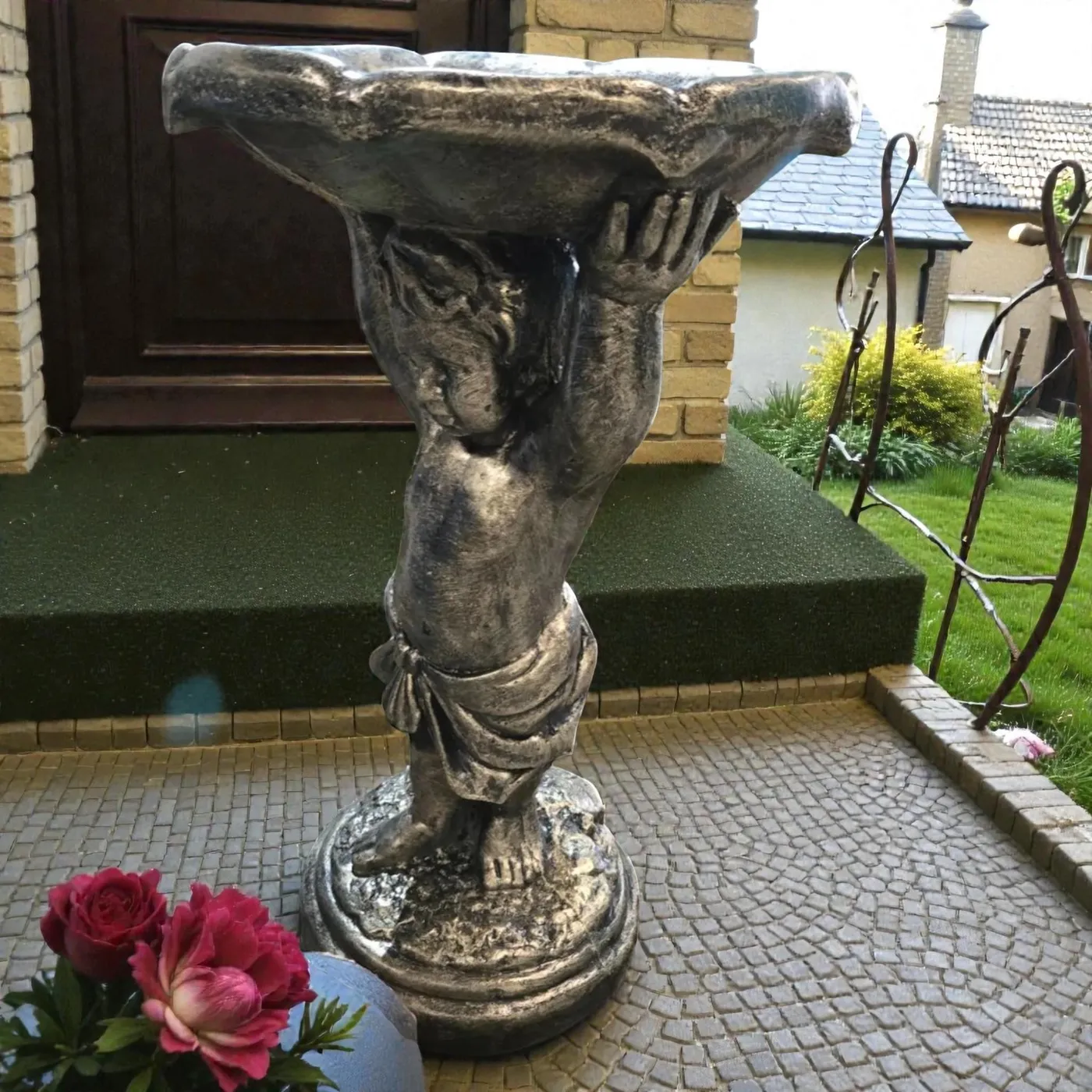 24″ Boy with Birdbath, Solid Concrete, photo 7 of 10
