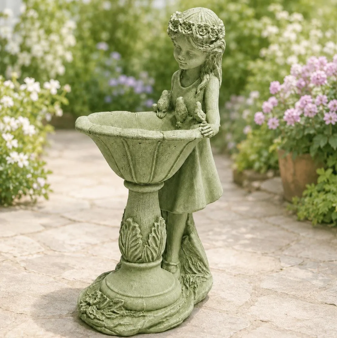 Girl with Birdbath, Solid Concrete, photo 3 of 10
