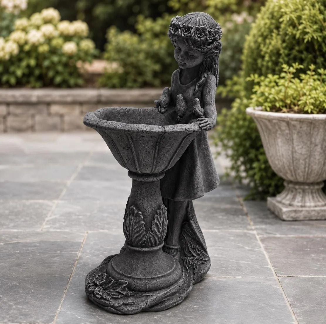 Girl with Birdbath, Solid Concrete, photo 6 of 10