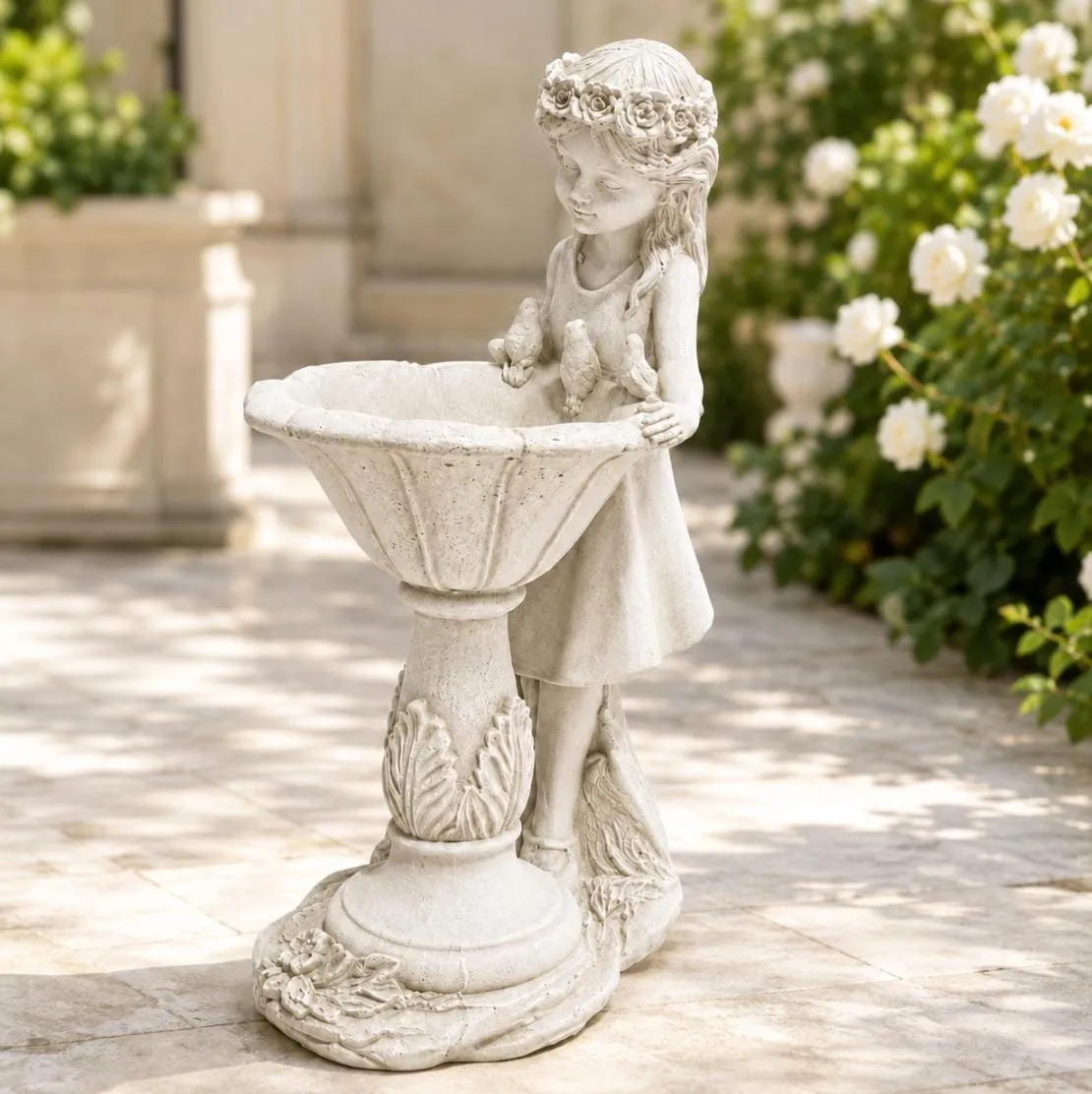 Girl with Birdbath, Solid Concrete, photo 7 of 10