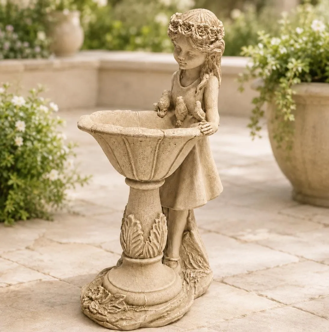 Girl with Birdbath, Solid Concrete, photo 8 of 10