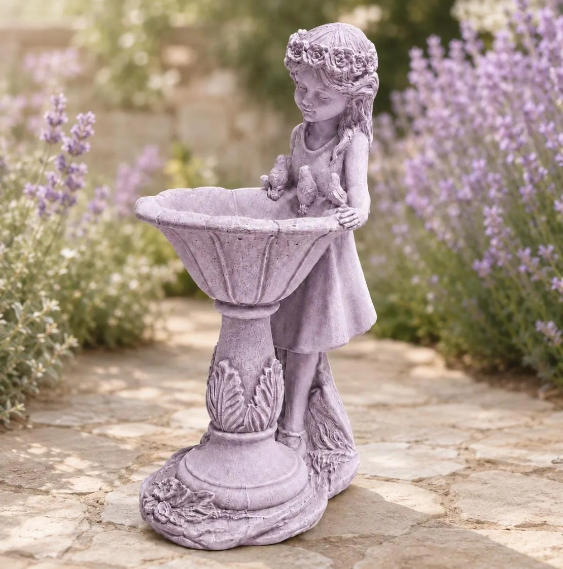 Girl with Birdbath, Solid Concrete, photo 9 of 10