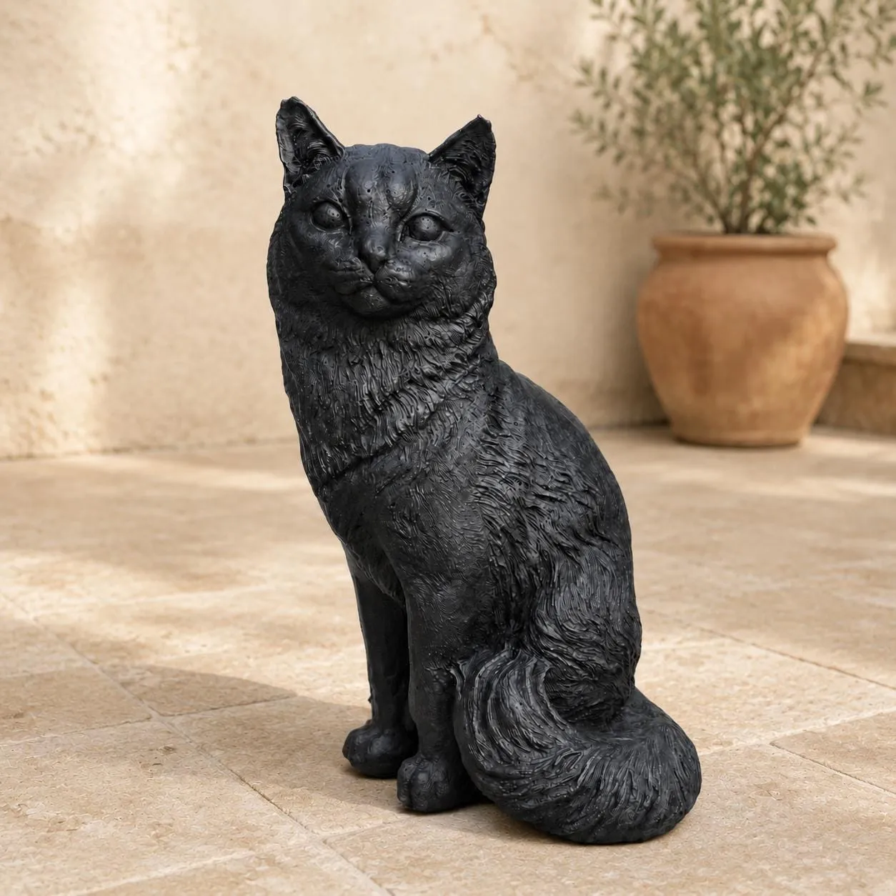 Sitting Cat Statue, Solid Concrete, photo 3 of 10
