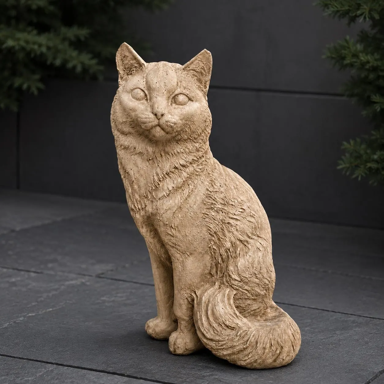 Sitting Cat Statue, Solid Concrete, photo 4 of 10
