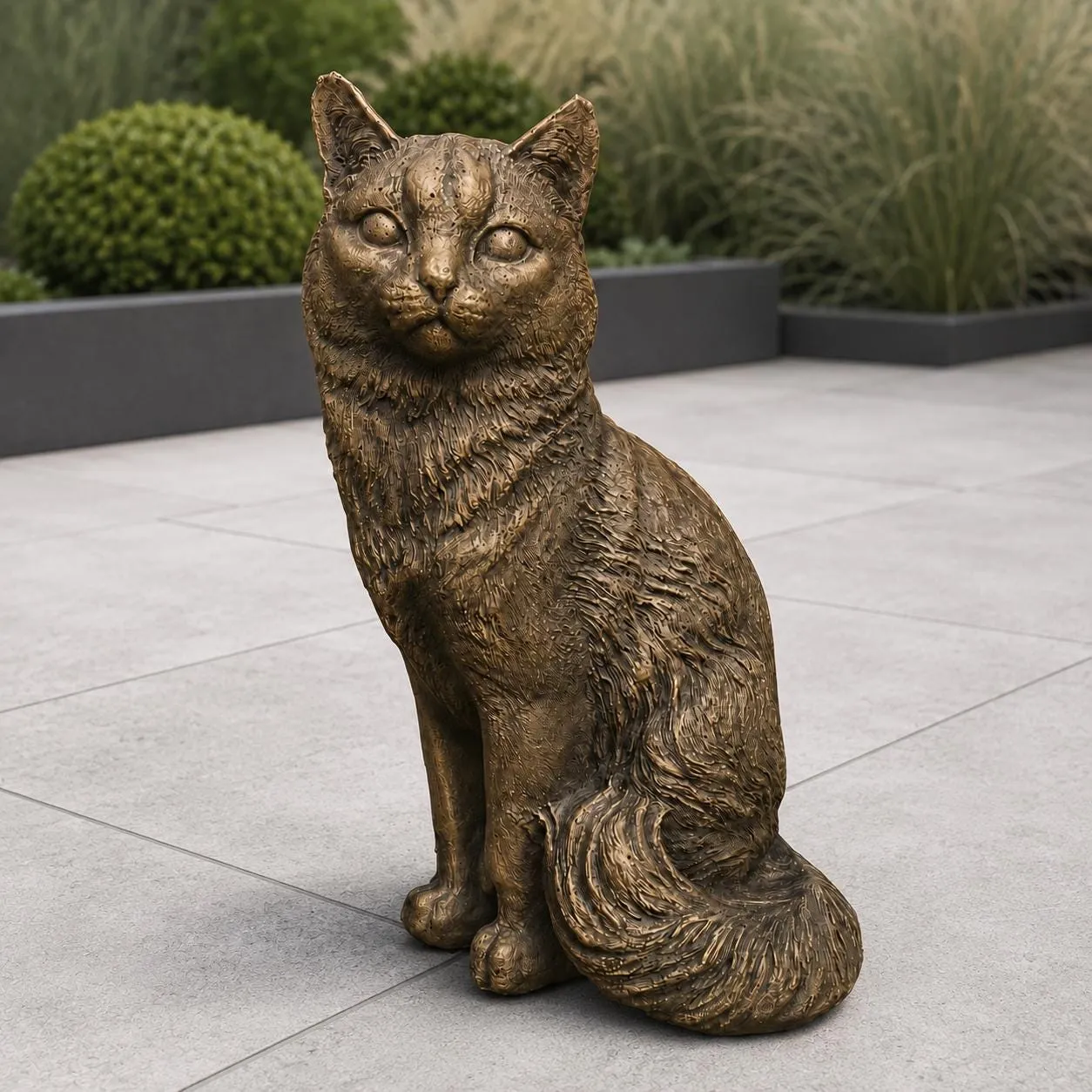 Sitting Cat Statue, Solid Concrete, photo 5 of 10