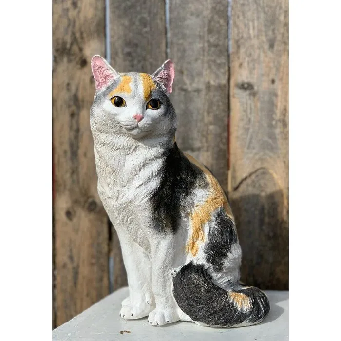Sitting Cat Statue, Solid Concrete
