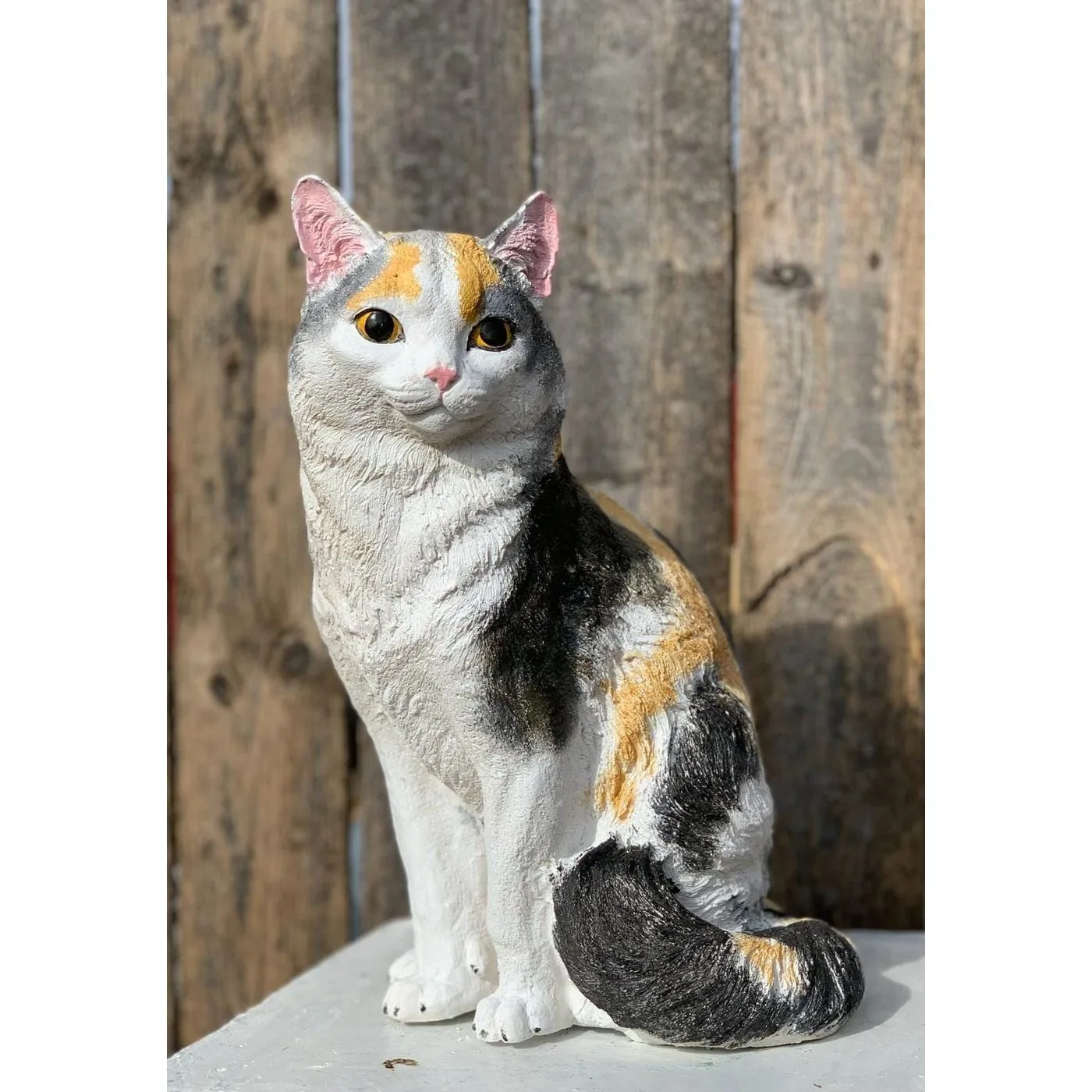 Sitting Cat Statue, Solid Concrete