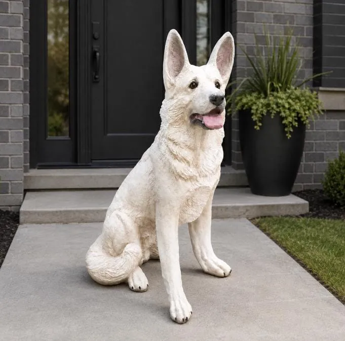 33″ German Shepherd Statue, Hand-Painted Concrete, photo 2 of 8