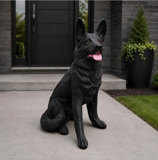 33″ German Shepherd Statue, Hand-Painted Concrete, photo 4 of 8