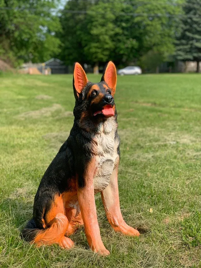 33″ German Shepherd Statue, Hand-Painted Concrete, photo 5 of 8
