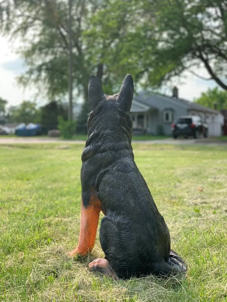 33″ German Shepherd Statue, Hand-Painted Concrete, photo 6 of 8